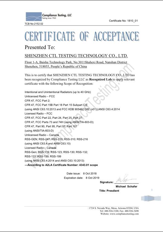 Compliance testing certificate(图1)